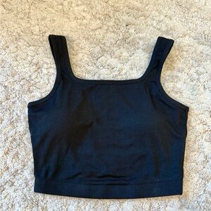 Simply Stated Ribbed Brami Crop Top (Black)